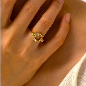 OIMEI 18K Gold Plated Cubic Zirconium Eternity Ring